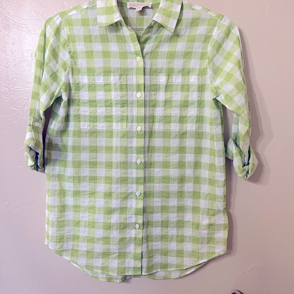Michael Kors Small Shirt Gingham Neon Green